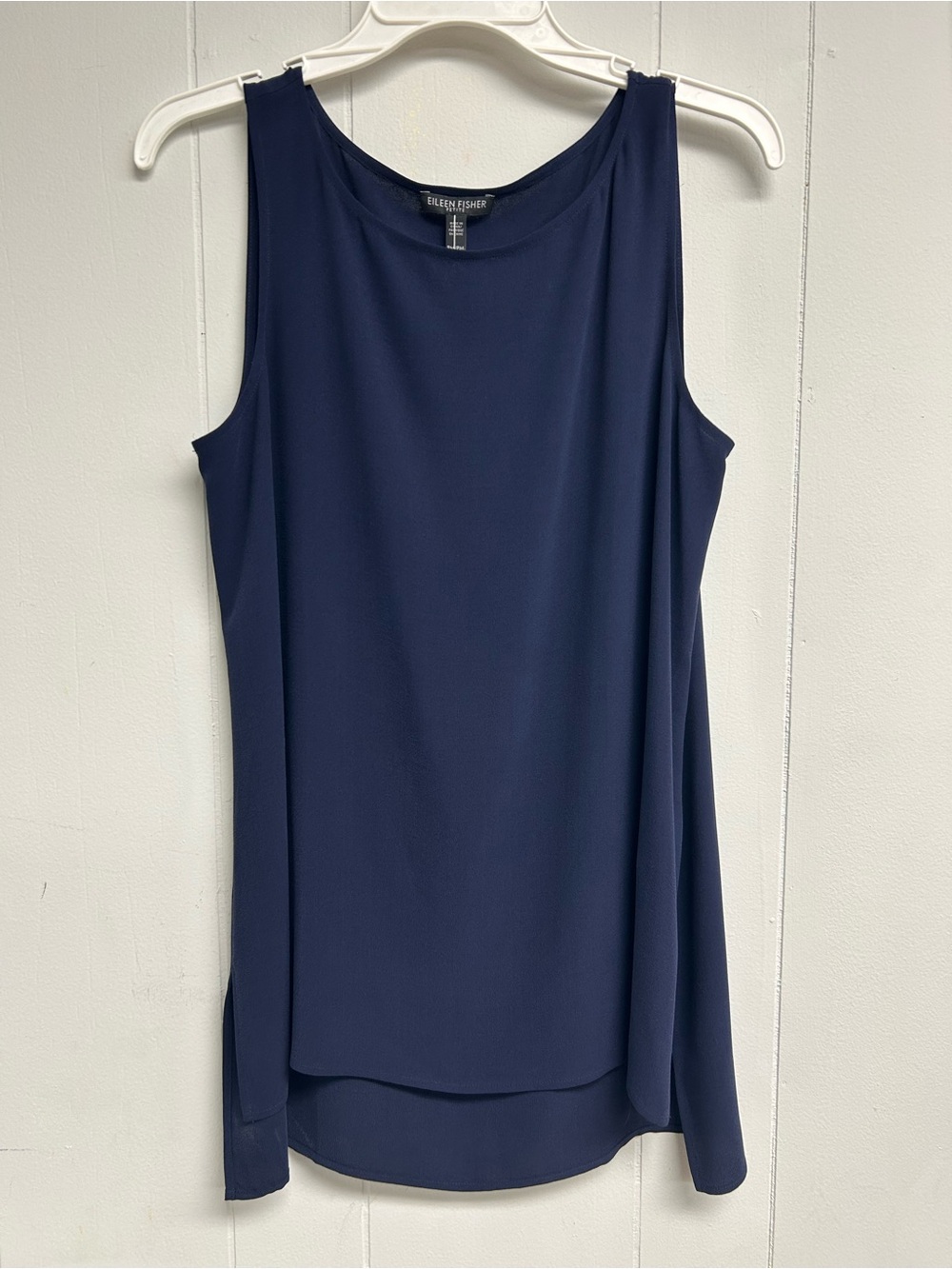 Eileen Fisher Navy Sleeveless Layered Tank Top
